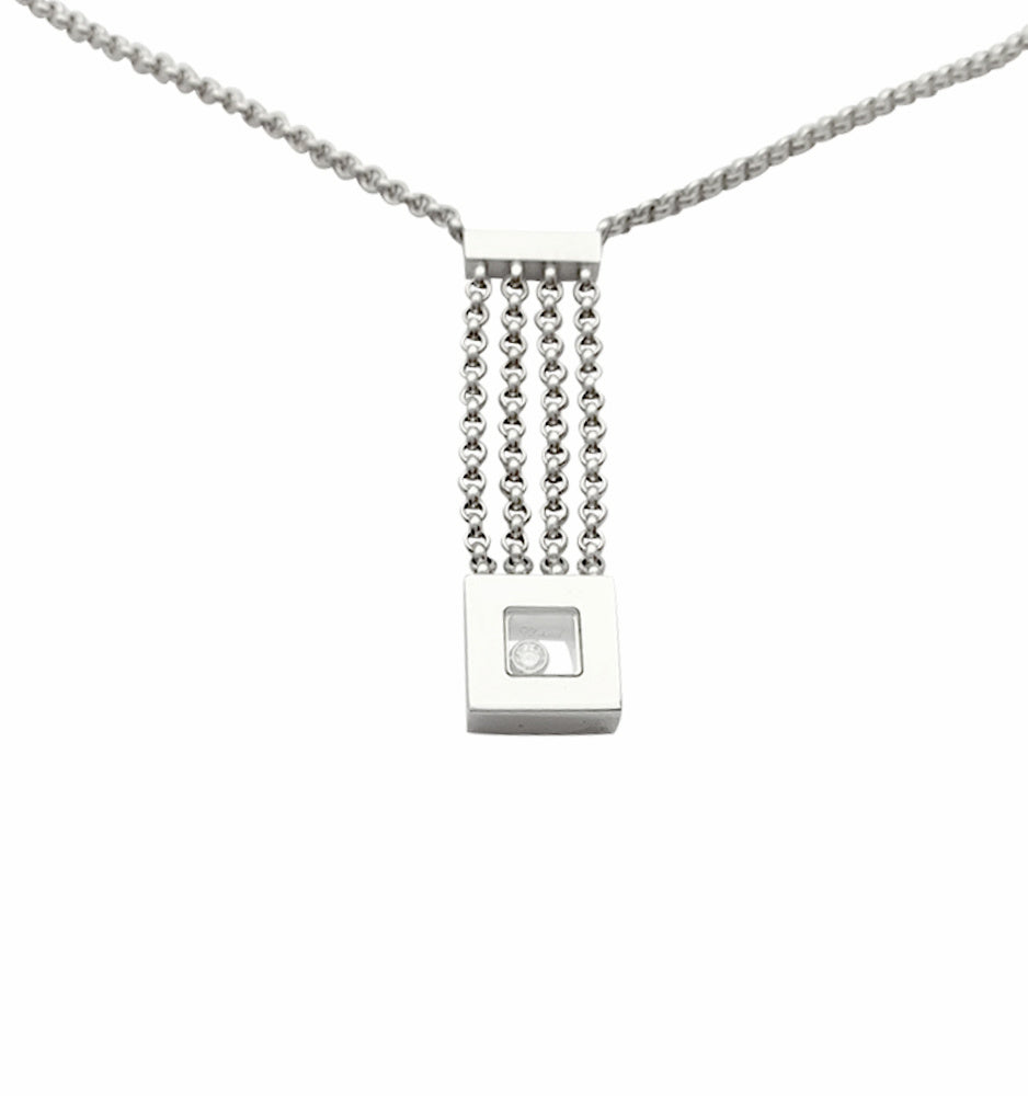 Collier Chopard, "Happy Diamonds", or blanc, diamants.