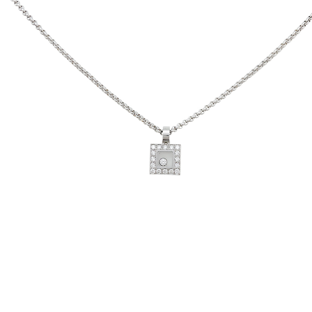 Collier Chopard "Happy Diamonds" en or blanc et diamants.