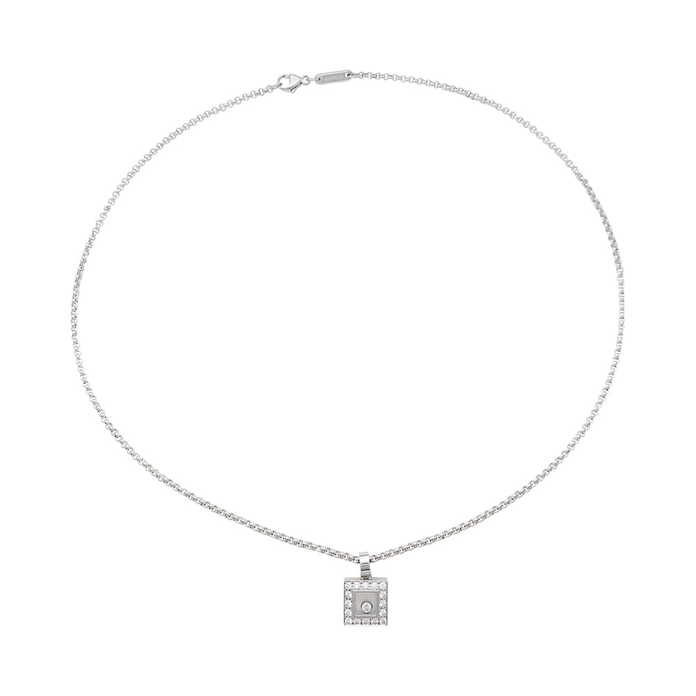 Collier Chopard "Happy Diamonds" en or blanc et diamants.
