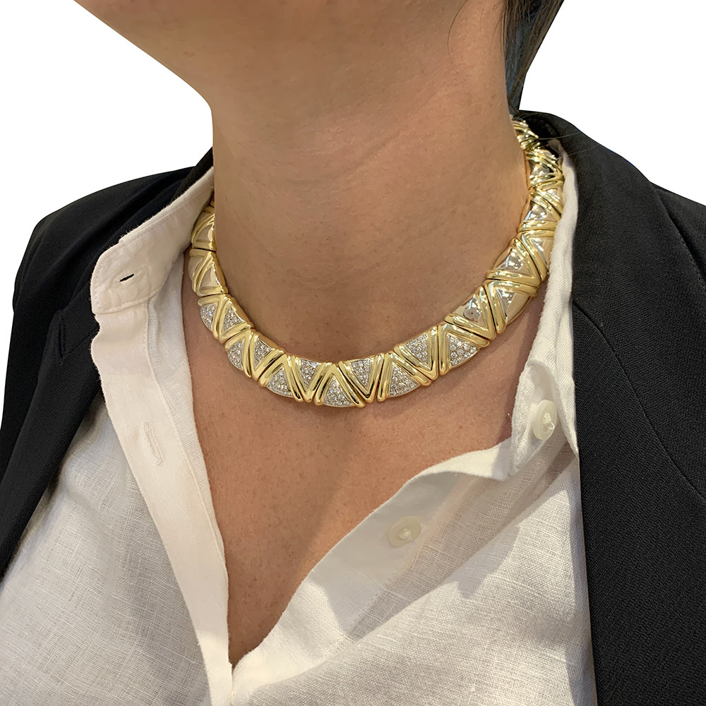 Damiani two-tone diamond necklace.