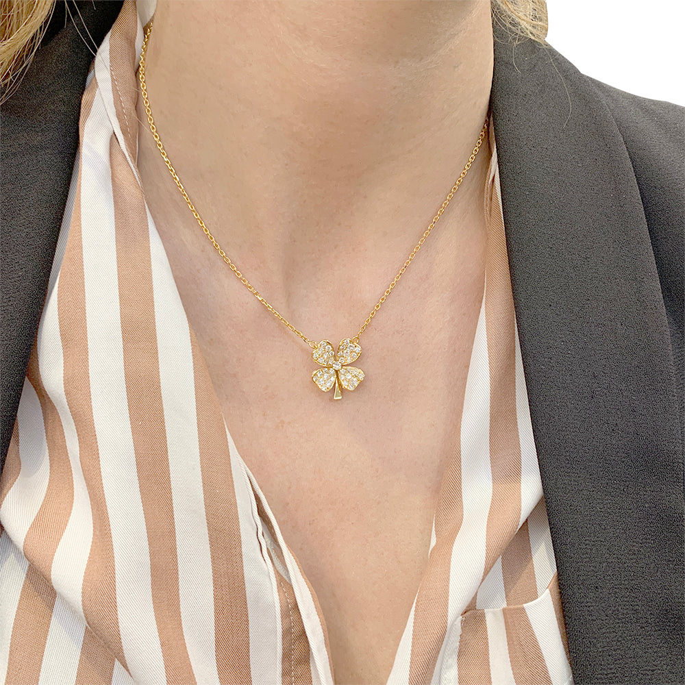Fred necklace, "Clover", yellow gold and diamonds