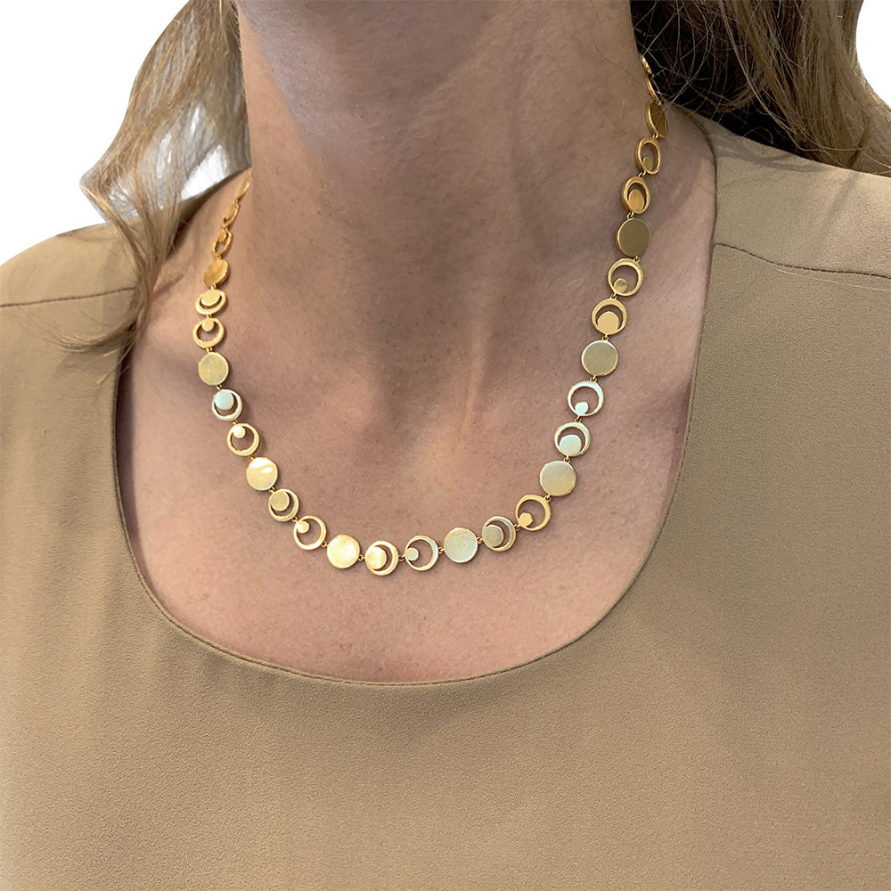 Fred "Moon Light" necklace in yellow gold, diamonds.