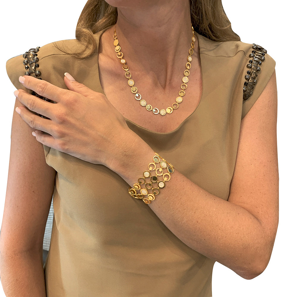 Fred "Moon Light" necklace in yellow gold, diamonds.