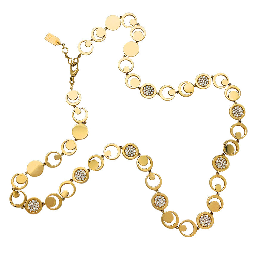 Fred "Moon Light" necklace in yellow gold, diamonds.