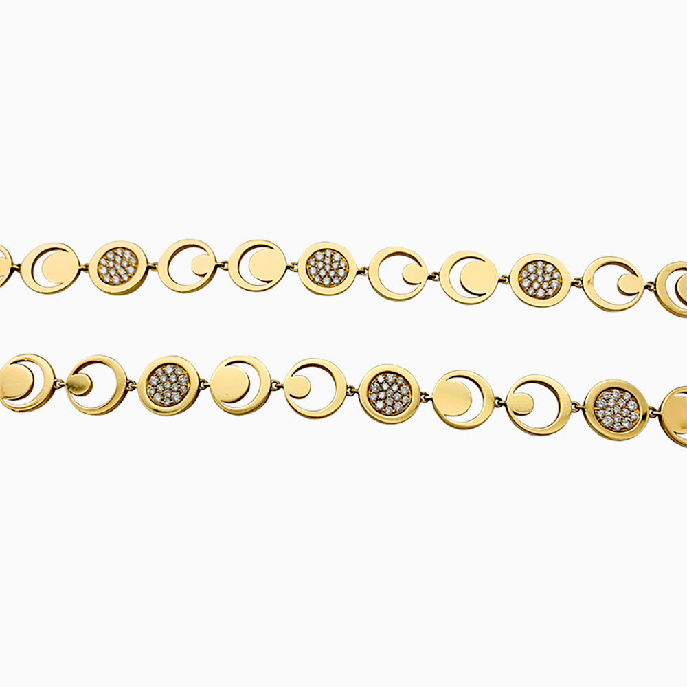 Fred "Moon Light" necklace in yellow gold, diamonds.