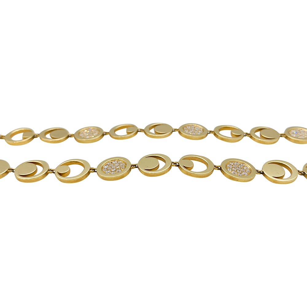 Fred "Moon Light" necklace in yellow gold, diamonds.