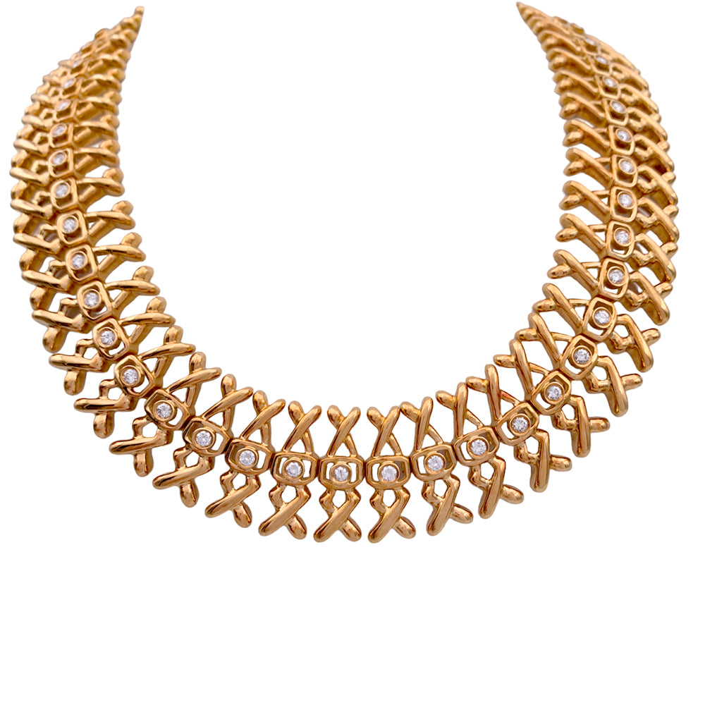 Collier Lalaounis, or jaune, diamants.