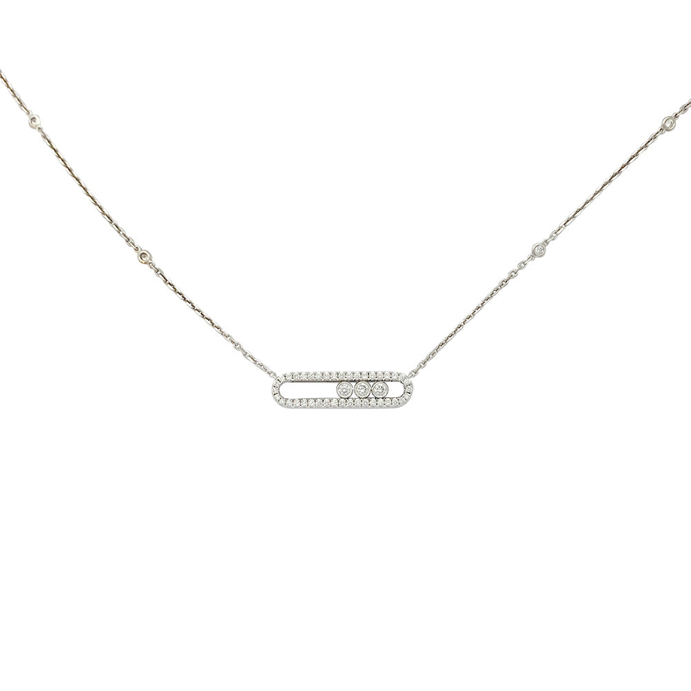 Collier Messika, "Baby Move Pavé", or blanc diamants.