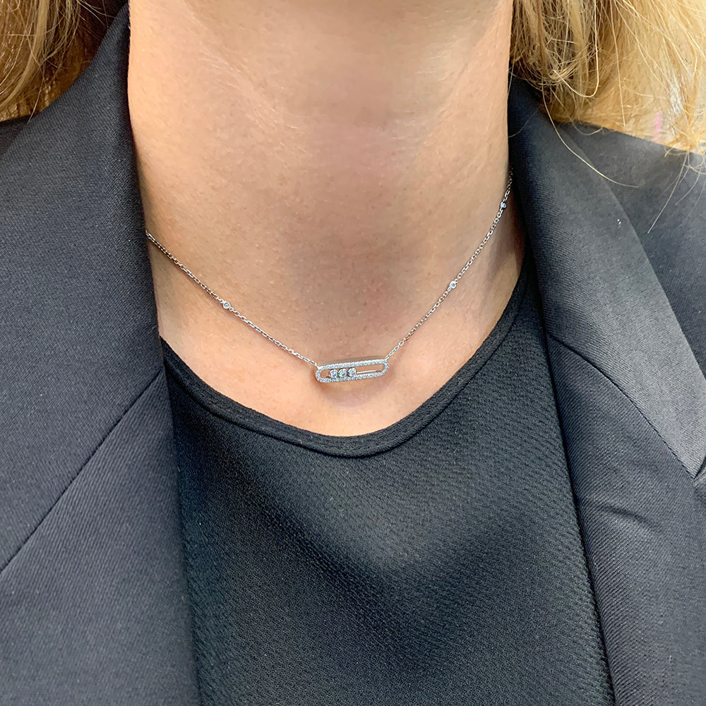 Messika necklace, "Baby Move Pavé", white gold diamonds.