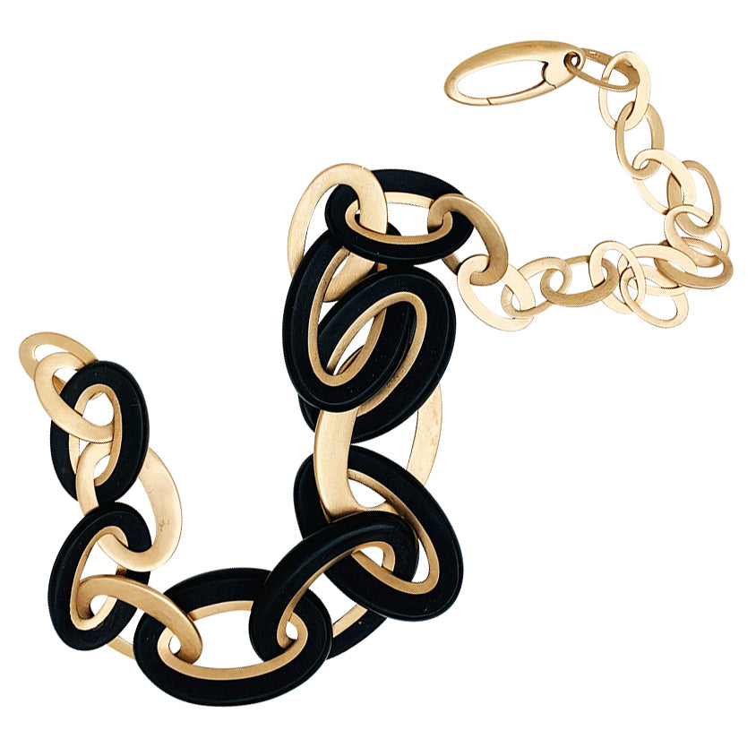 Pomellato "Victoria" necklace in pink gold and jet.