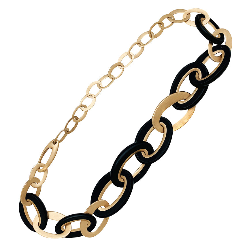 Pomellato "Victoria" necklace in pink gold and jet.