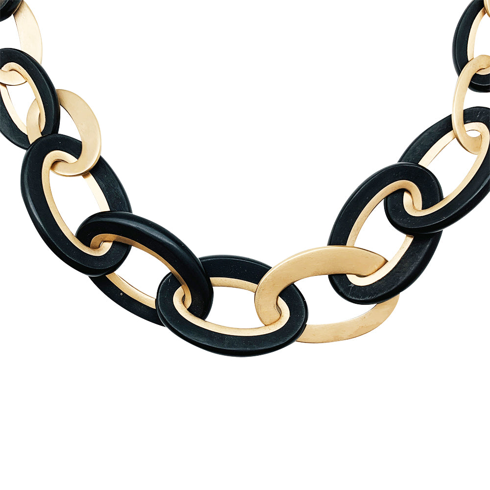 Pomellato "Victoria" necklace in pink gold and jet.
