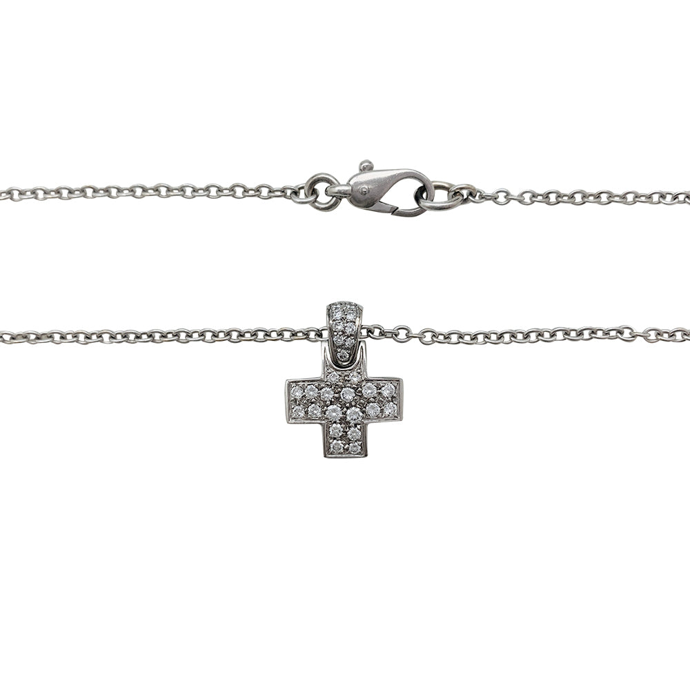 Pomellato necklace, "Cross", white gold and diamonds.