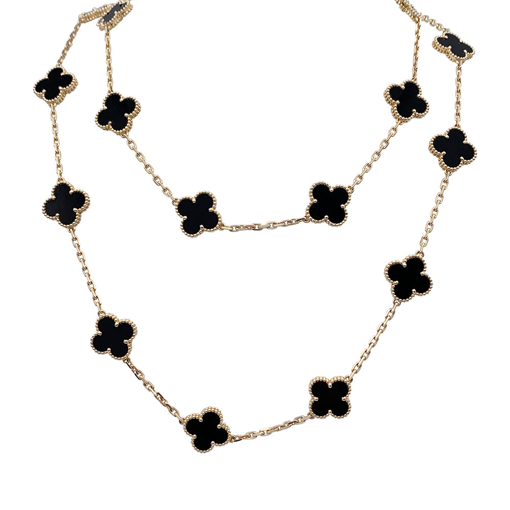 Van Cleef & Arpels "Vintage Alhambra" necklace, yellow gold, onyx.