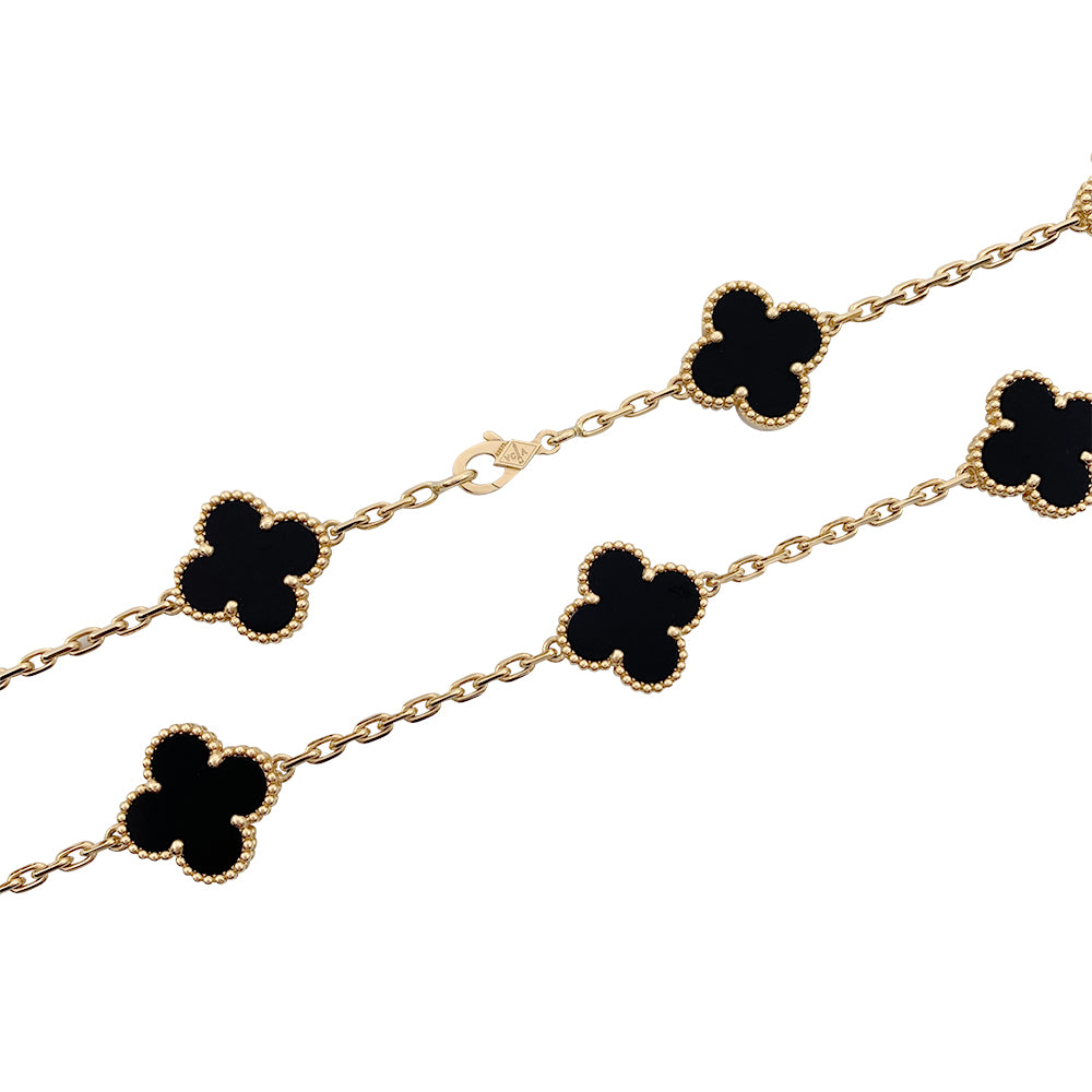 Van Cleef & Arpels "Vintage Alhambra" necklace, yellow gold, onyx.