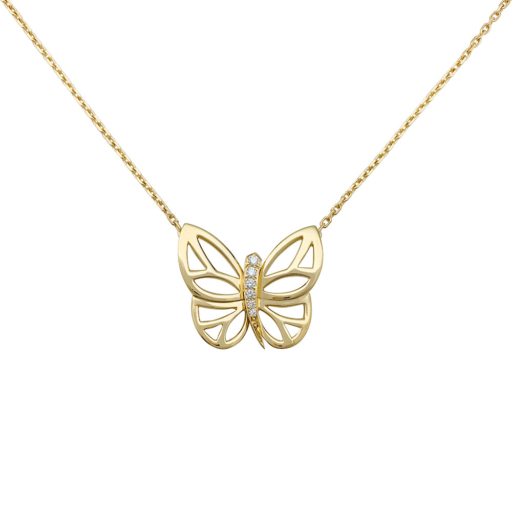 Van Cleef & Arpels "Butterfly" necklace in yellow gold and diamonds.