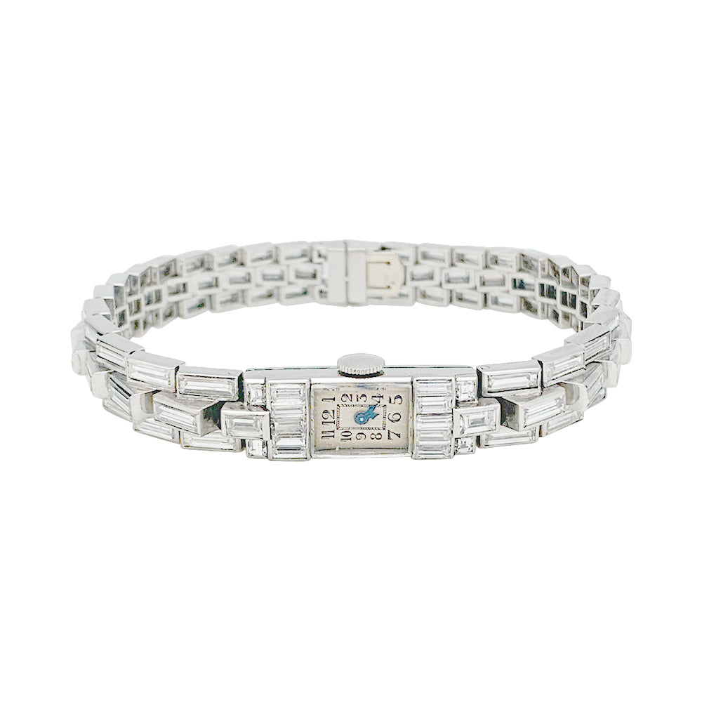 Art Deco watch in platinum and diamonds.