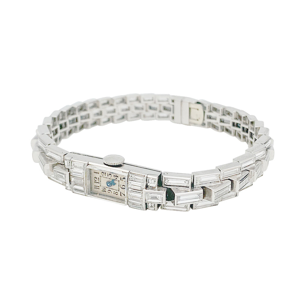 Art Deco watch in platinum and diamonds.