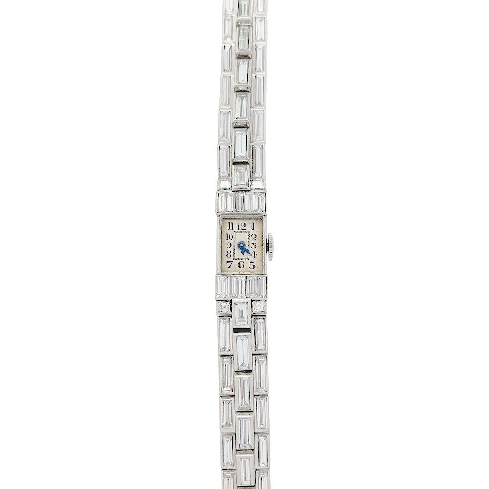 Art Deco watch in platinum and diamonds.