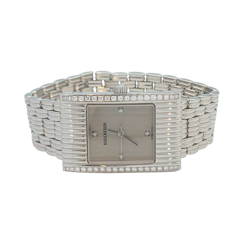 Montre Boucheron, "Reflet", acier et diamants.