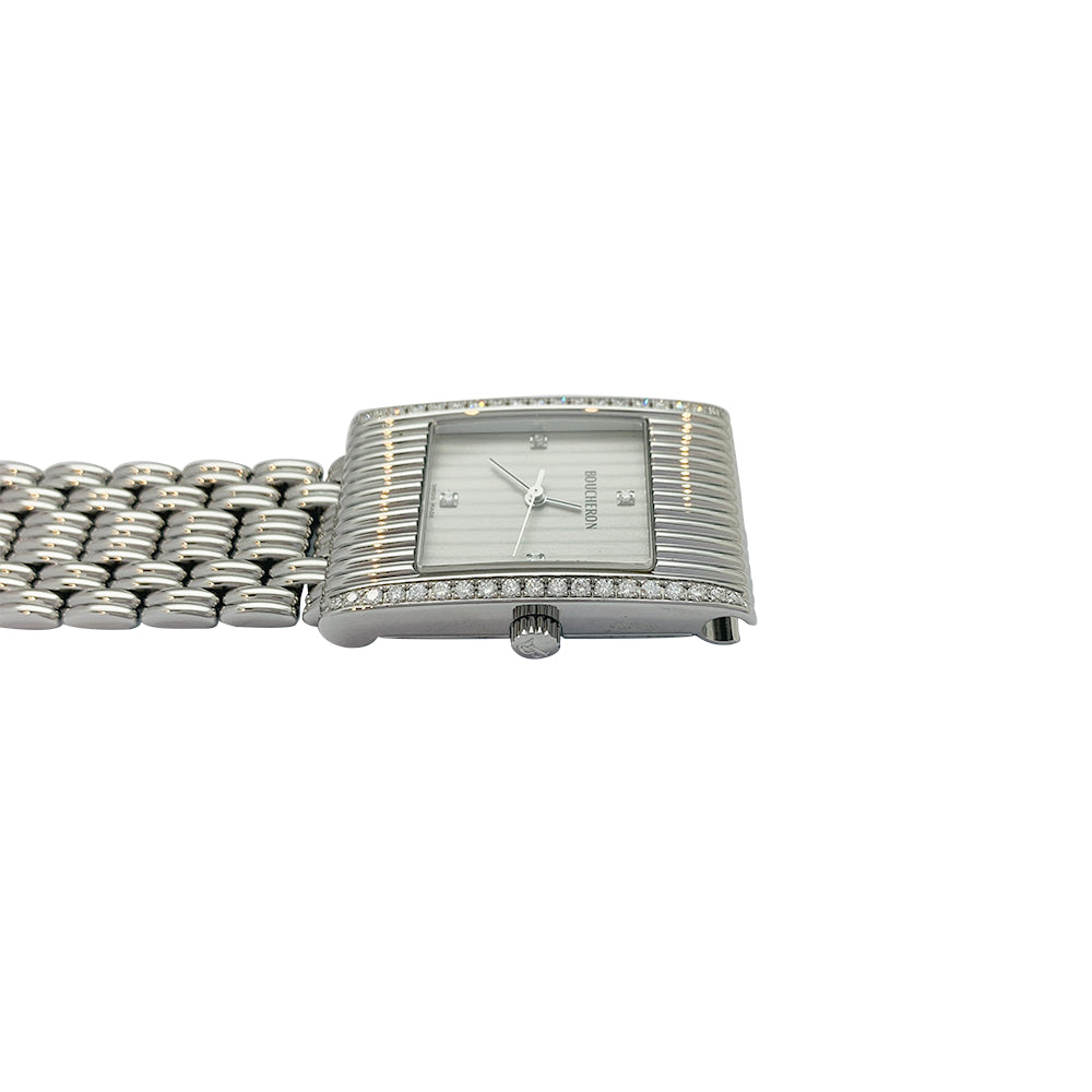 Boucheron watch, "Reflet", steel and diamonds.