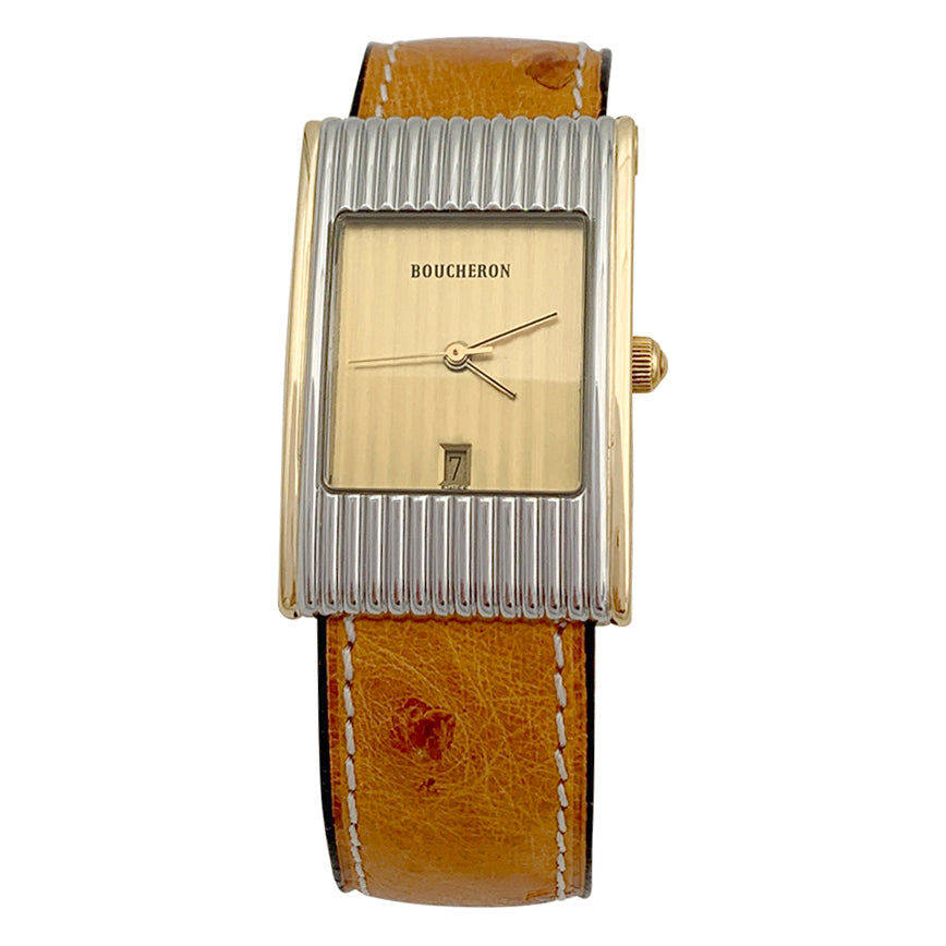 Boucheron watch, "Reflet", yellow gold, steel.