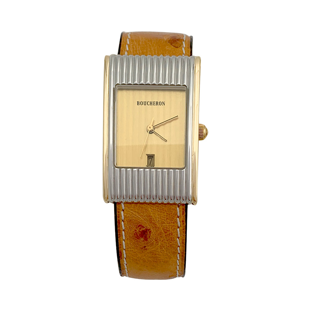 Montre Boucheron, "Reflet", or jaune, acier.