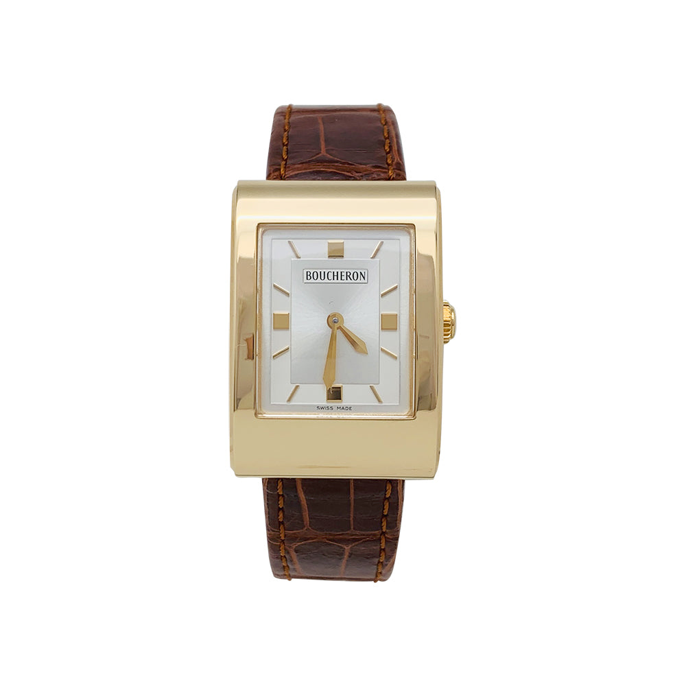 Montre Boucheron, "Reflet-Icare", or jaune, cuir.