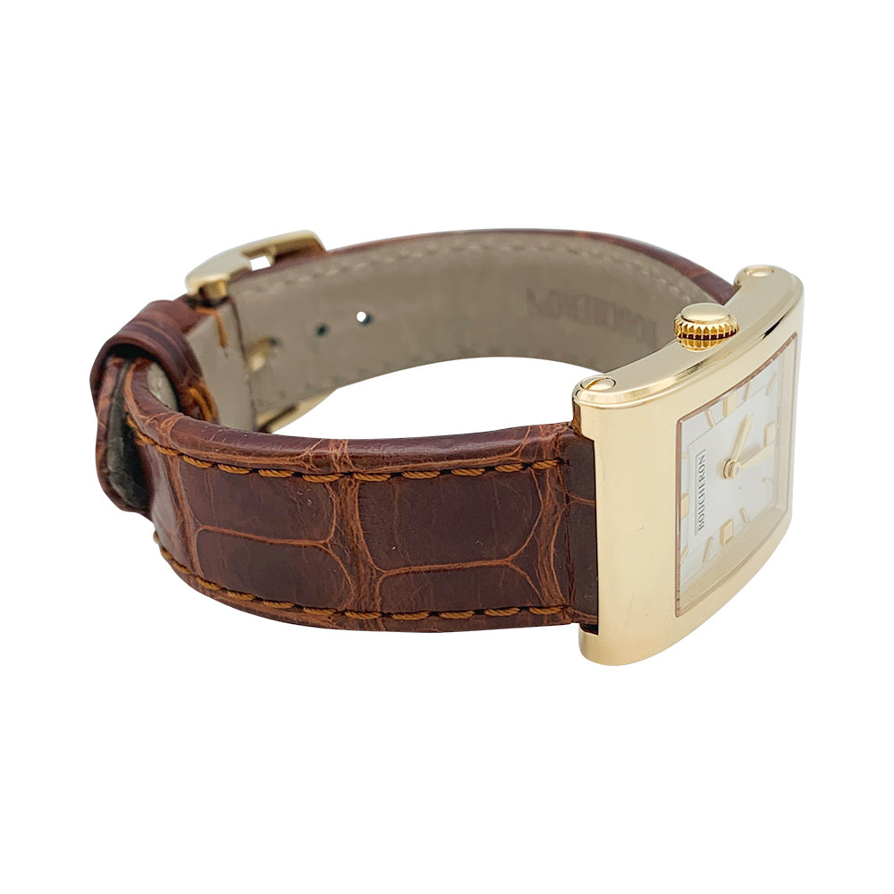 Boucheron watch, "Reflet-Icare", yellow gold, leather.