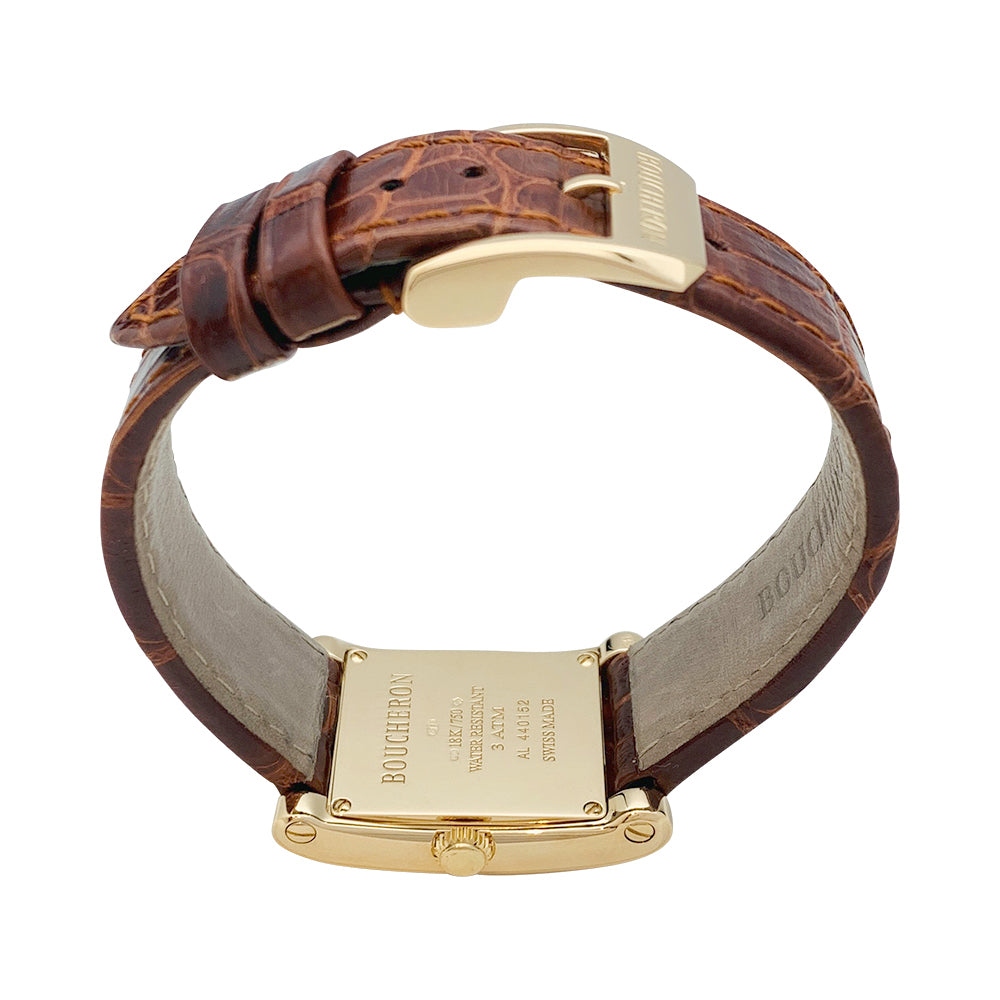 Boucheron watch, "Reflet-Icare", yellow gold, leather.