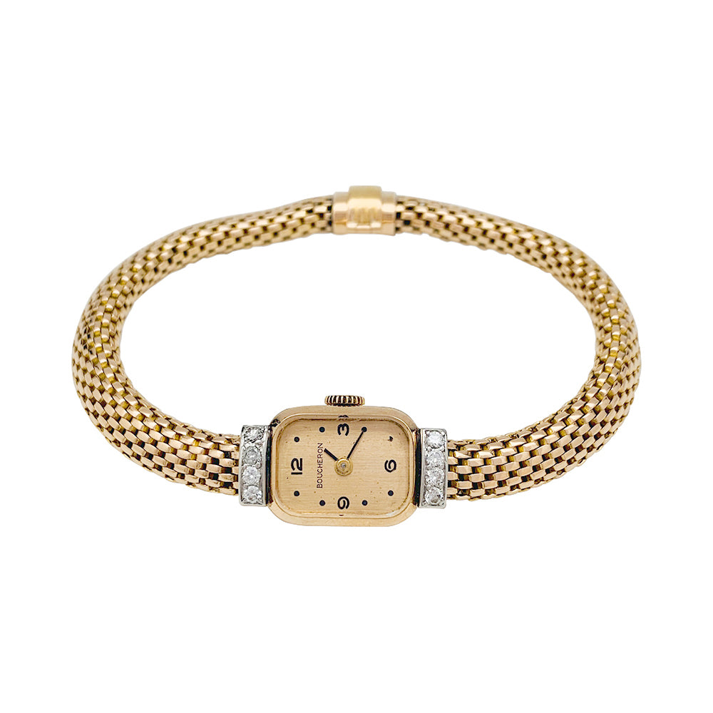 Boucheron watch in rose gold and diamonds.