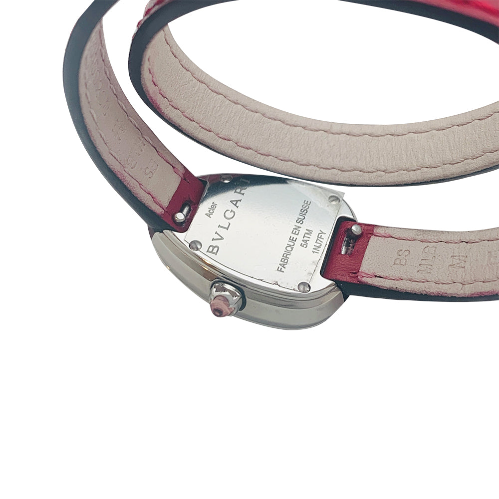 Bulgari "Serpenti" watch in steel and leather.