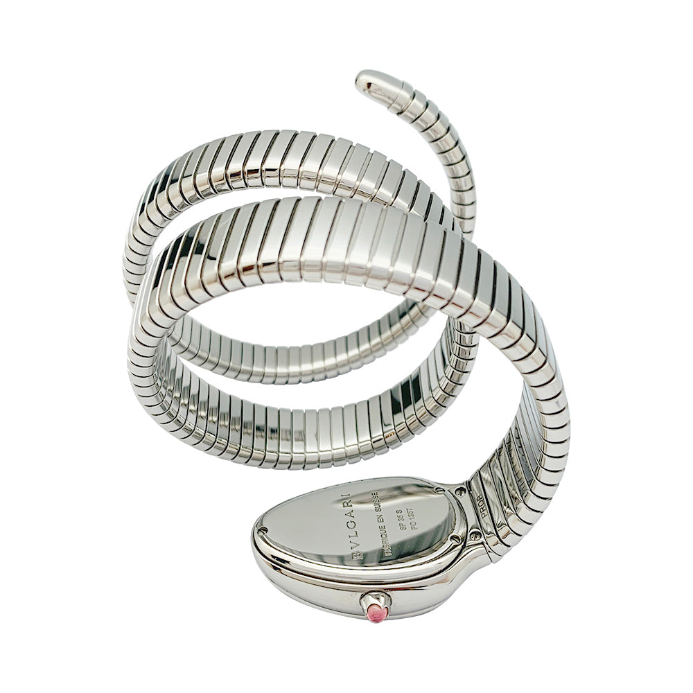 Bulgari Serpenti watch in steel, diamonds.