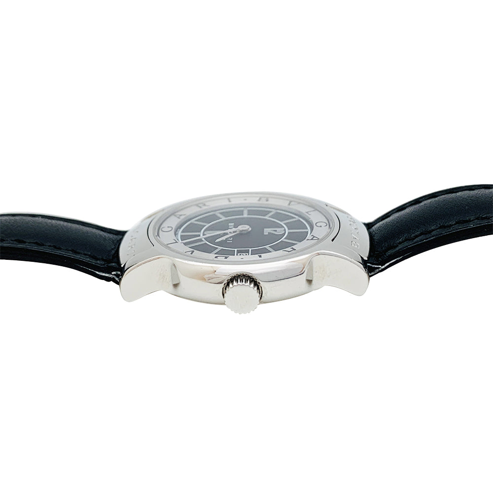 Montre Bulgari “Solotempo” en acier, cuir.