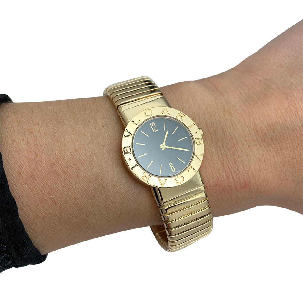 Bulgari watch in yellow gold model "BB 19" yellow gold bracelet.