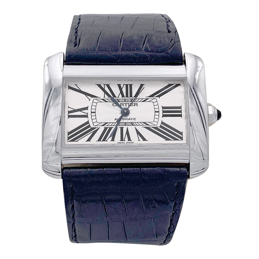 Montre Cartier, "Divan", acier.