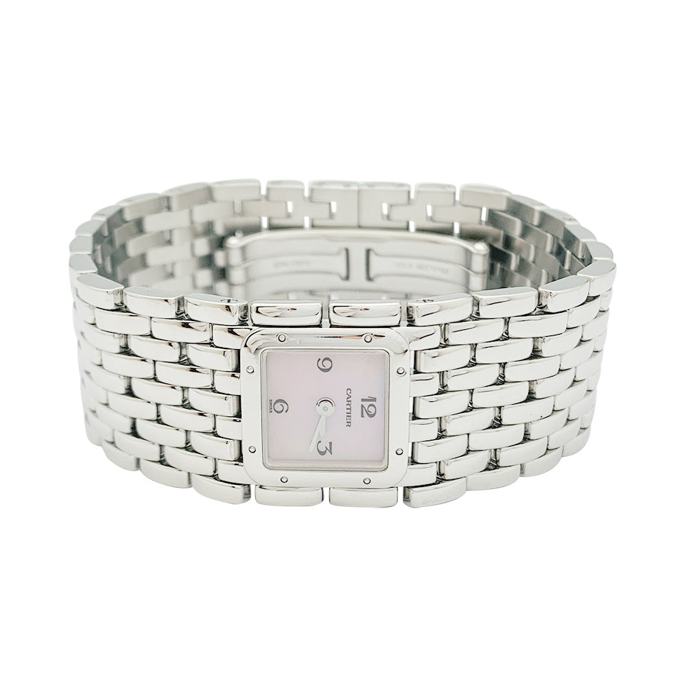 Cartier "Panthère Ruban" watch in steel and mother-of-pearl.