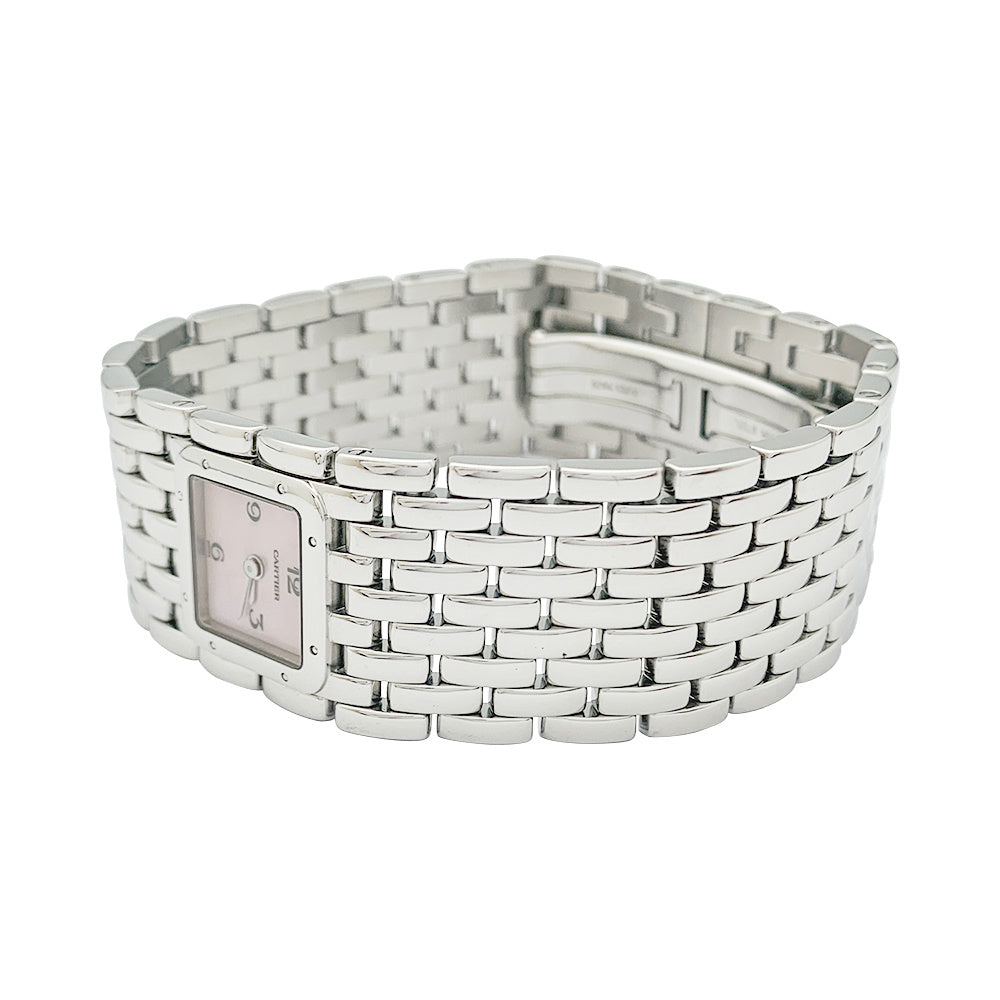 Cartier "Panthère Ruban" watch in steel and mother-of-pearl.