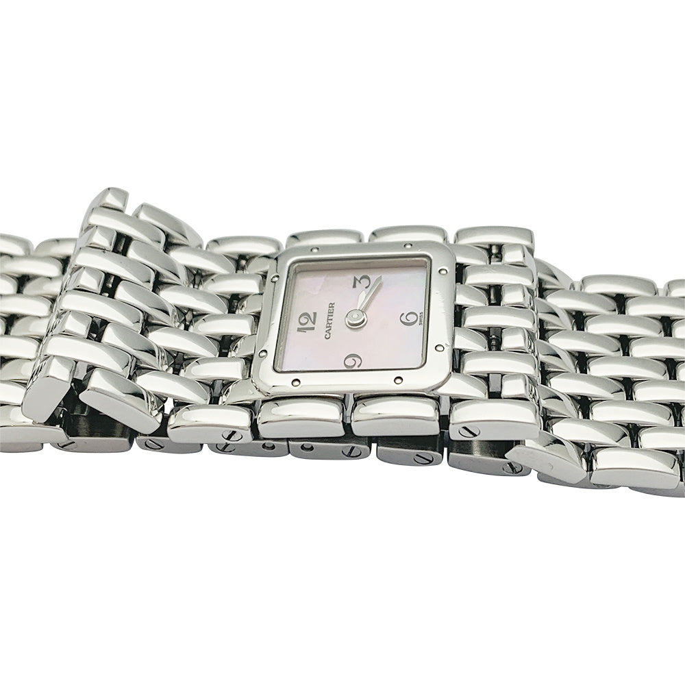 Cartier "Panthère Ruban" watch in steel and mother-of-pearl.