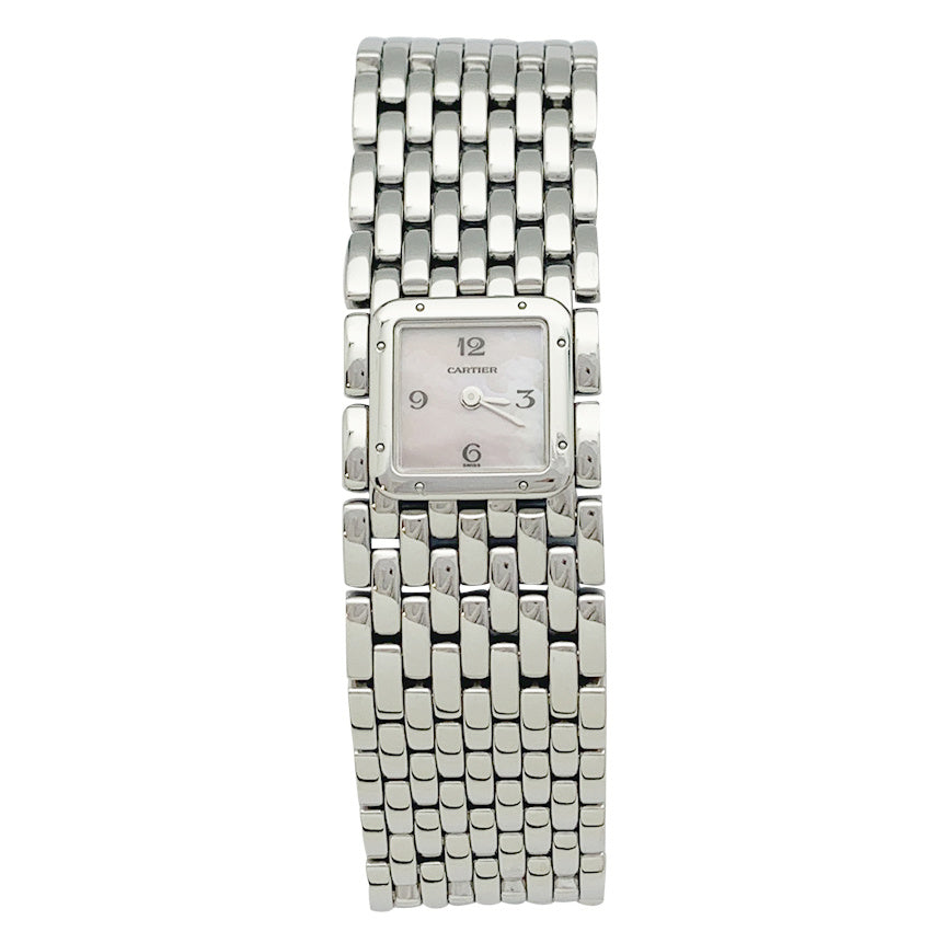 Cartier "Panthère Ruban" watch in steel and mother-of-pearl.