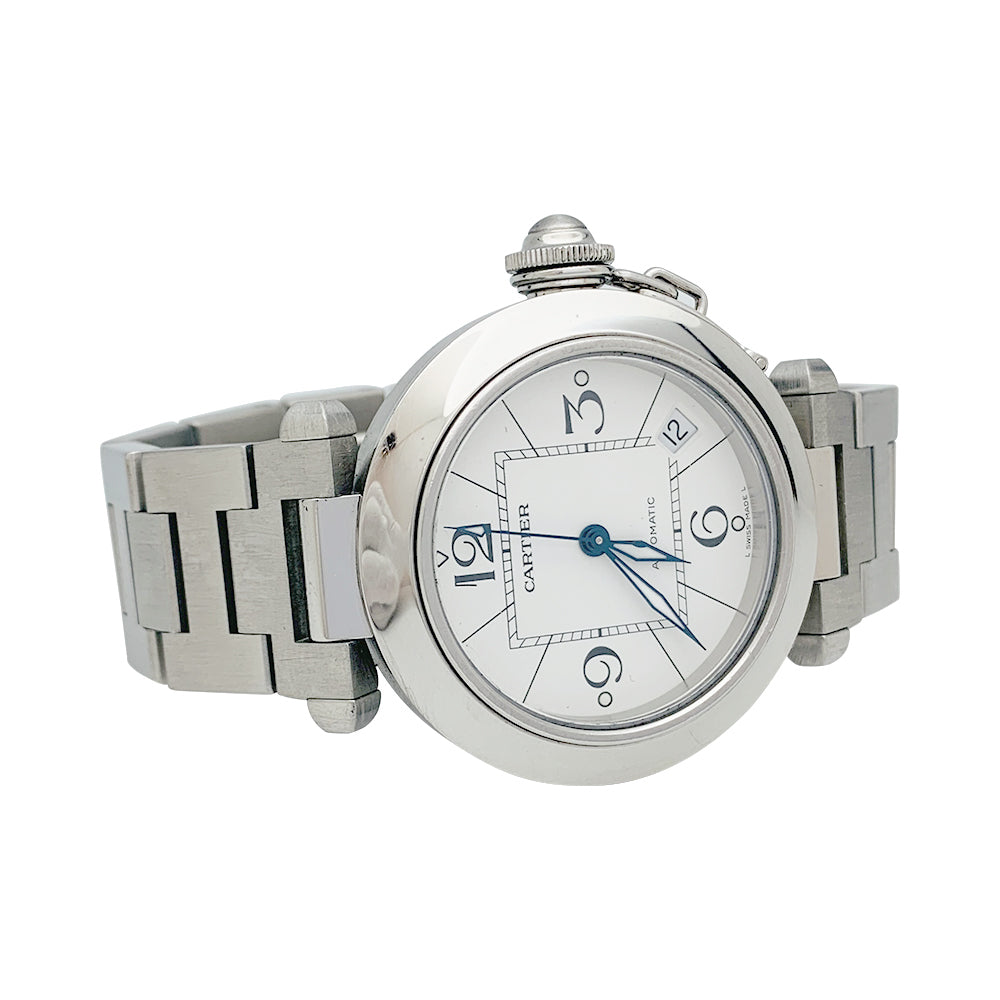 Cartier "Pasha" watch in steel on steel.