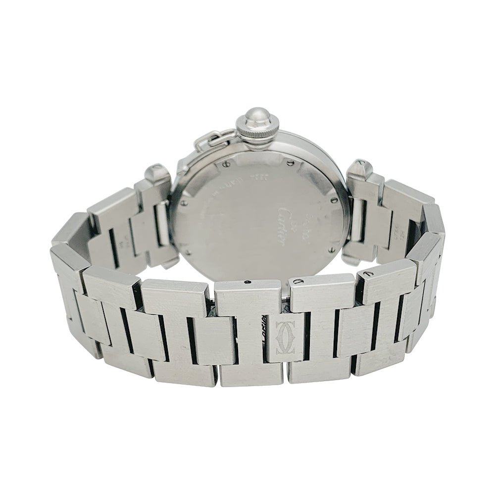 Cartier "Pasha" watch in steel on steel.