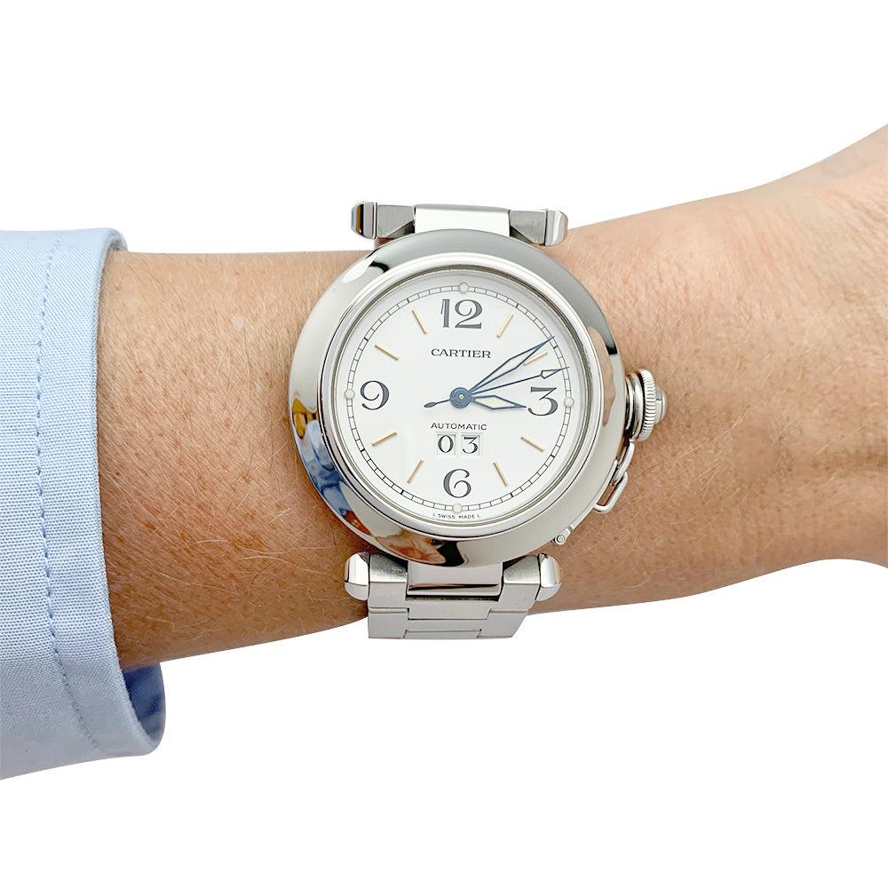 Cartier watch, "Pasha", in steel on steel.