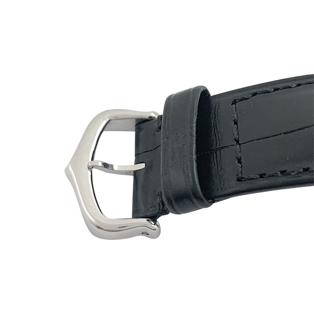 Cartier watch, "Pasha", white gold, diamonds and leather.