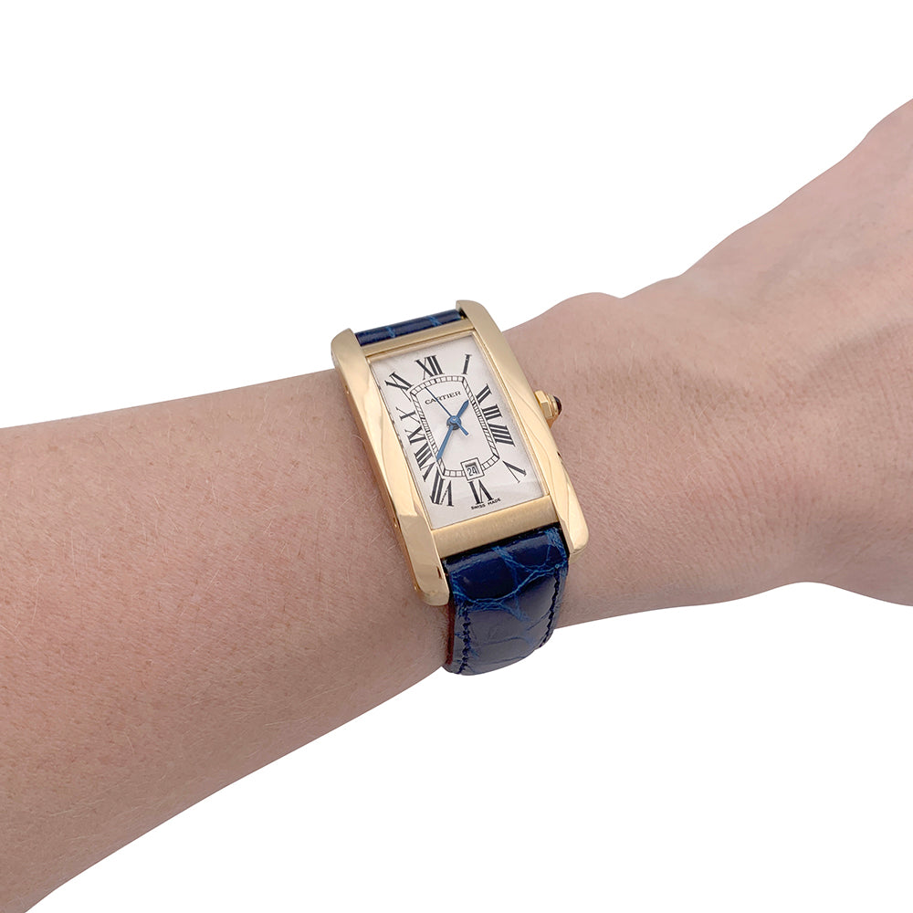 Cartier watch, "Tank Américaine", yellow gold.