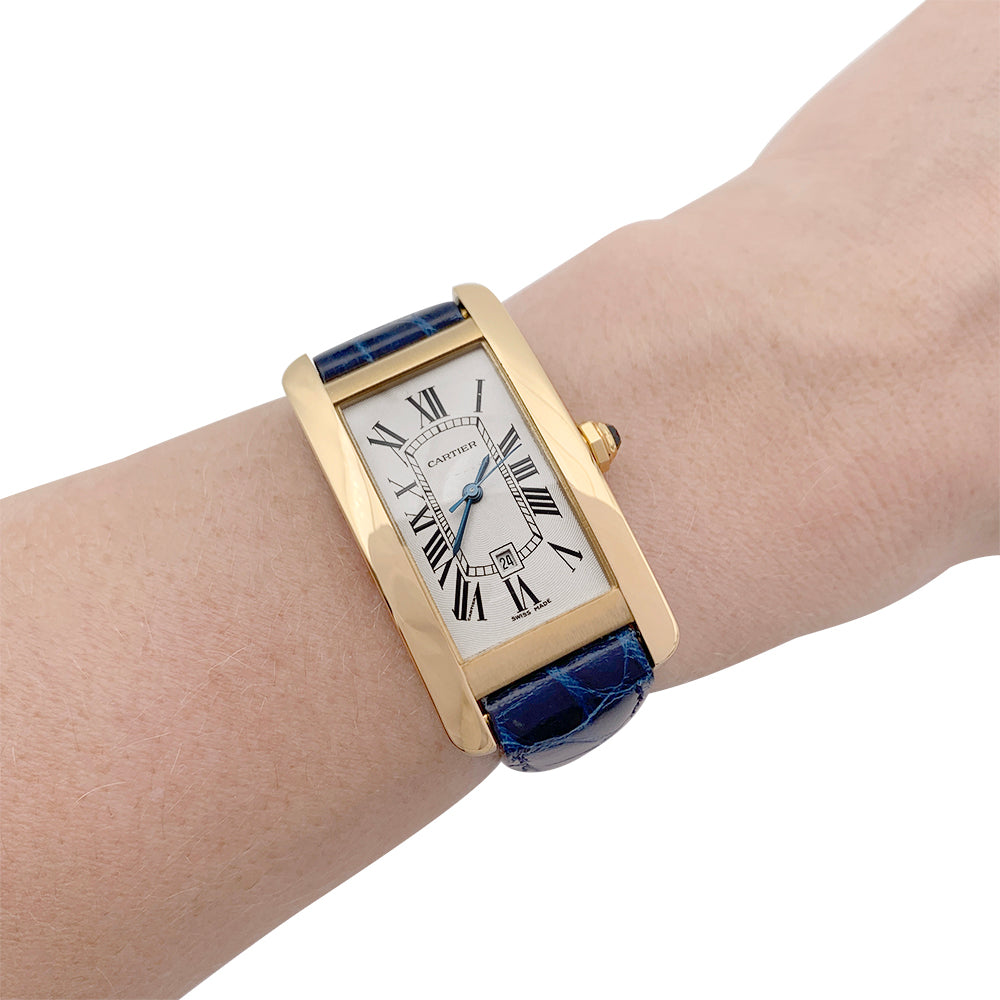 Cartier watch, "Tank Américaine", yellow gold.