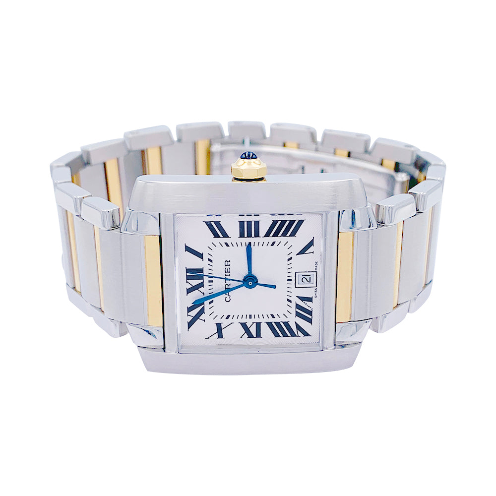 Cartier watch, "Tank Française", steel and gold.