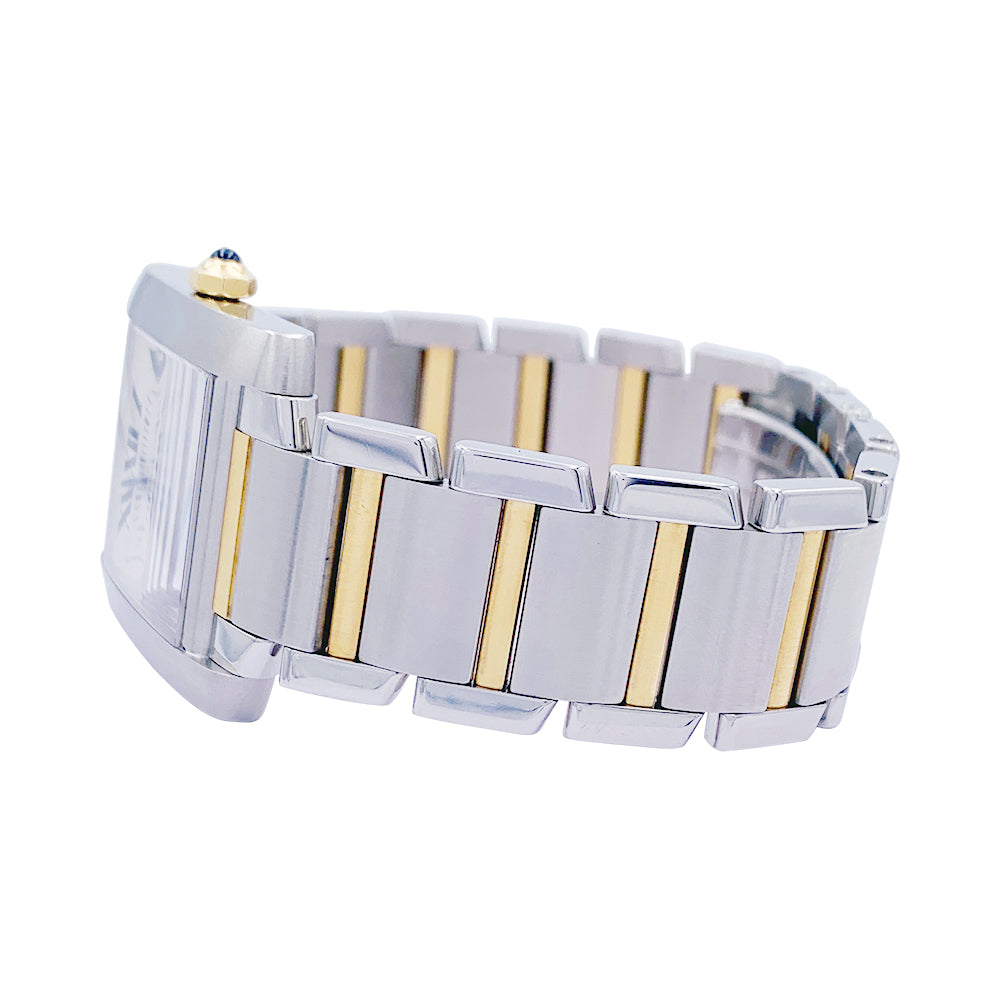 Cartier watch, "Tank Française", steel and gold.