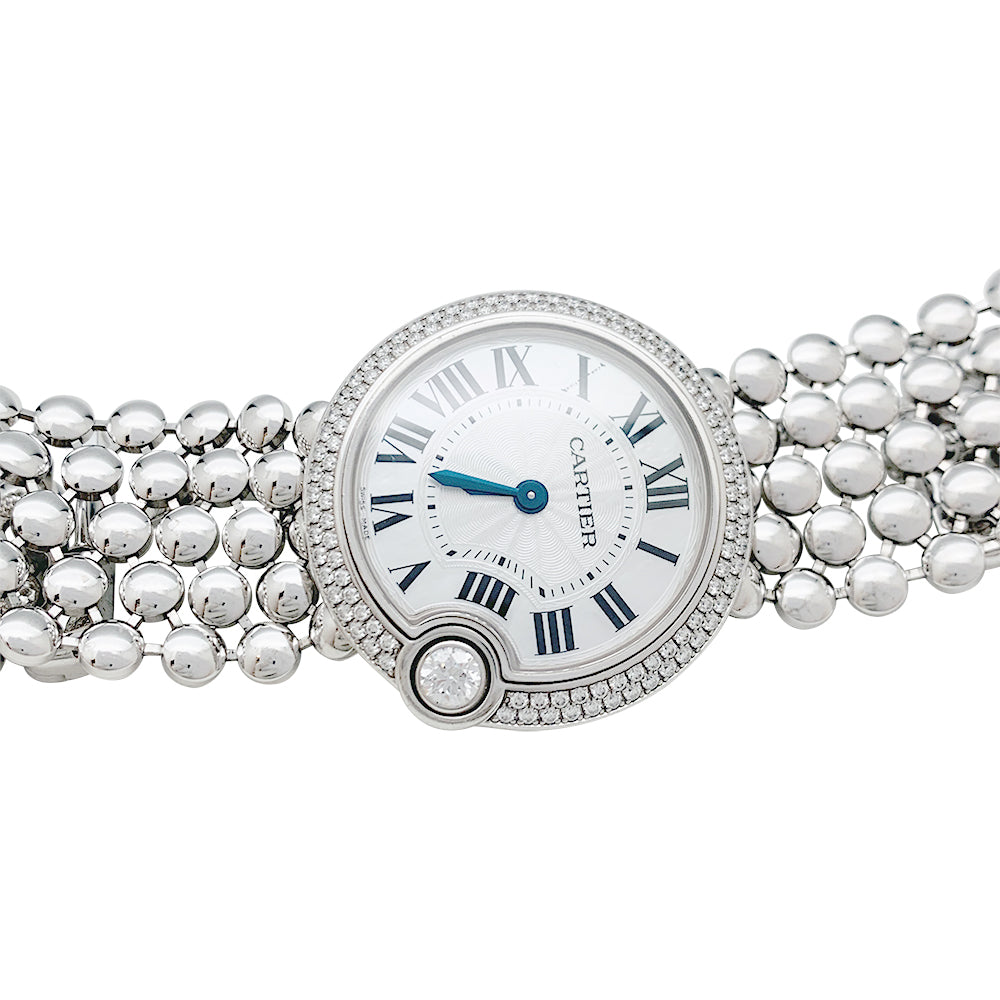 Cartier "Ballon Blanc" watch in white gold and diamonds.