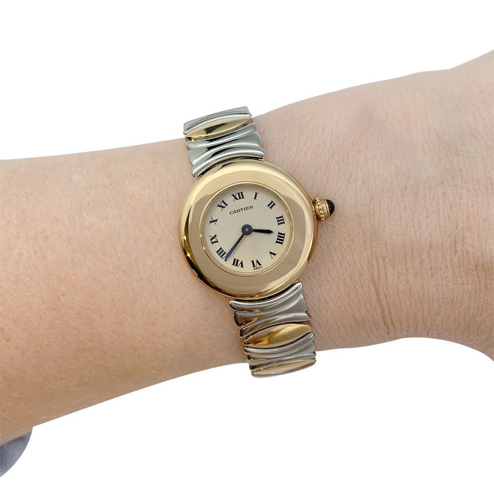 Cartier watch, "Colisée", yellow gold, steel.